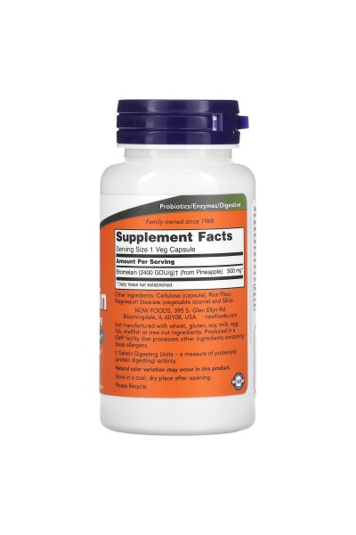 Now Foods Bromelain (Бромелаин), 500 мг/капс, 60 капсул