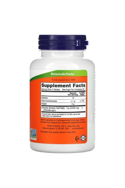 Now Foods Chlorella (хлорелла), 1000 мг/таб, 120 таблеток
