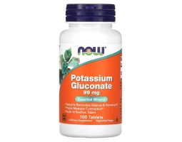 Now Foods Potassium Gluconate (калий глюконат) 99 мг/таб, 100 таблеток