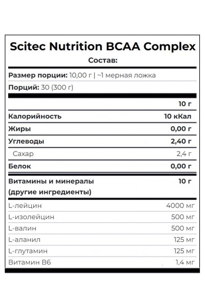 BCAA Complex Scitec Nutrition, 300 гр (30 порций)