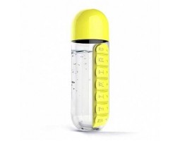 Бутыль с таблетницей Fitrule Прозрачная с желтой крышкой